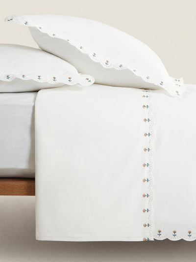 Zara Home White embroidered double duvet cover at Collagerie