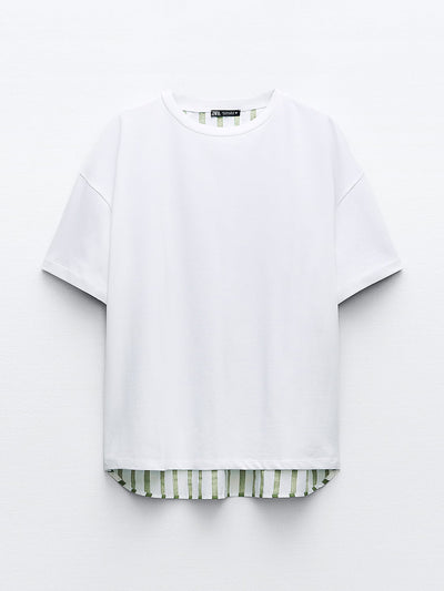 Zara Short white sleeve striped t-shirt at Collagerie