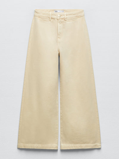 Zara Sand wide leg high-rise jeans at Collagerie