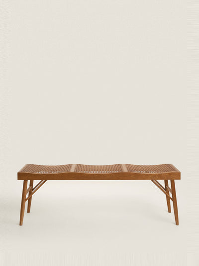 Zara Home Wood and rattan bench at Collagerie