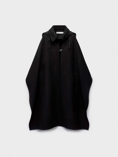 Zara Hooded wool-blend cape at Collagerie