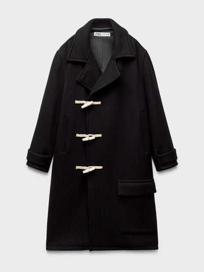 Zara Wool-blend coat with toggles at Collagerie