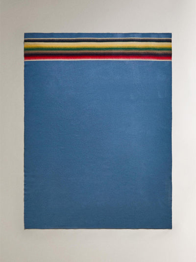 Zara Home Wool throw with multicoloured stripe band at Collagerie