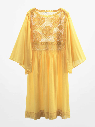 Zara Yellow embroidered midi dress at Collagerie
