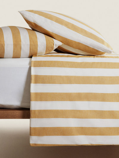 Zara Home Yellow striped double duvet cover at Collagerie