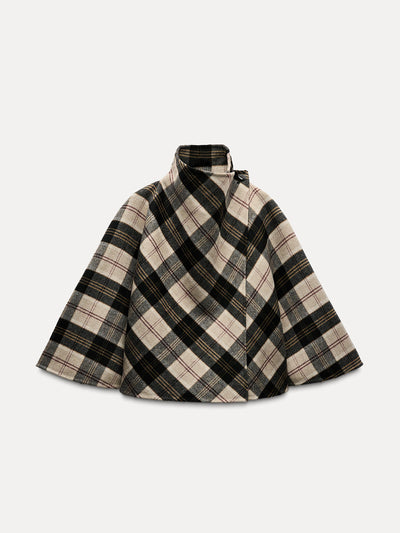 Zara ZW Collection check wool cape at Collagerie