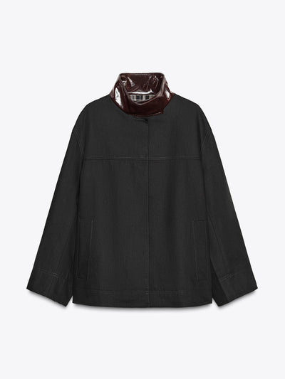 Zara ZW Collection contrast collar jacket at Collagerie