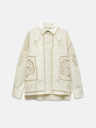 Zara ZW Collection embroidered shirt at Collagerie