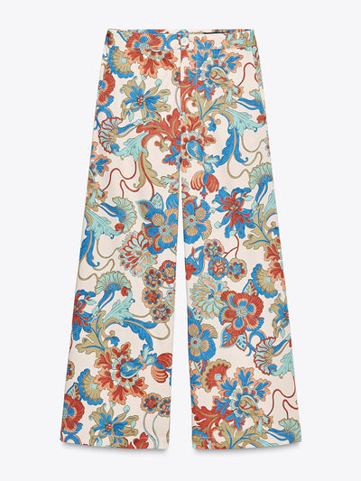 Zara ZW Collection floral mini flare trousers at Collagerie