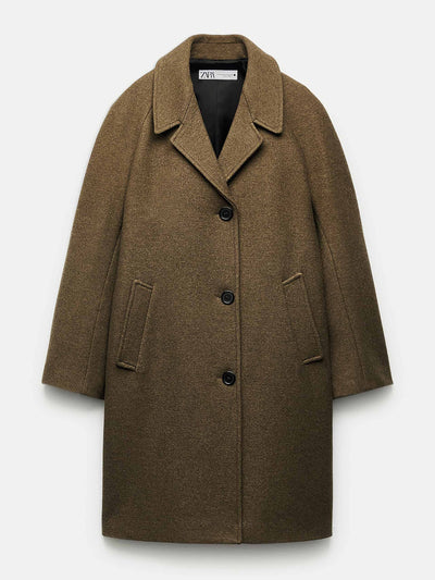 Zara Minimalist  wool blend coat at Collagerie