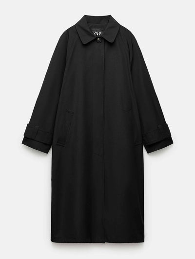 Zara Oversize water-repellent black trench coat at Collagerie