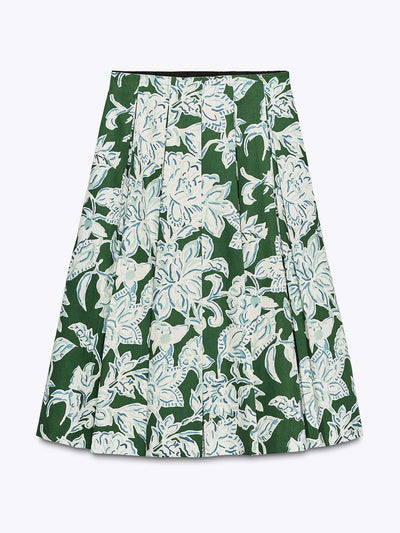 Zara ZW Collection pleated floral skirt at Collagerie