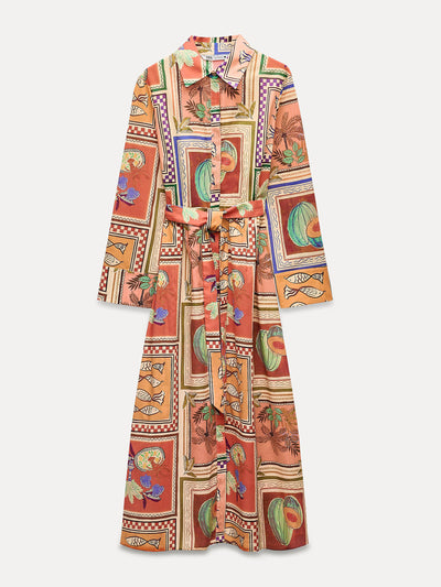 Zara ZW Collection print shirt dress at Collagerie