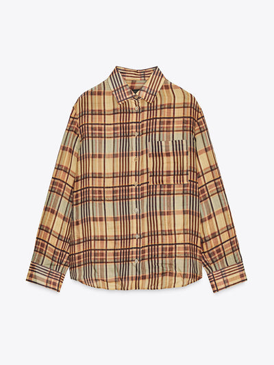 Zara ZW Collection ramie check shirt at Collagerie
