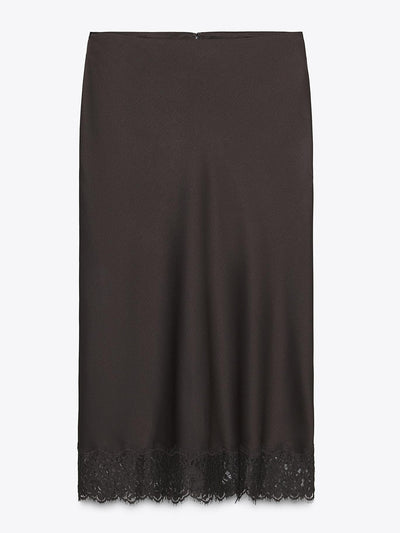 Zara ZW Collection satin lace skirt at Collagerie