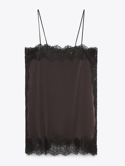 Zara ZW Collection satin lace top at Collagerie