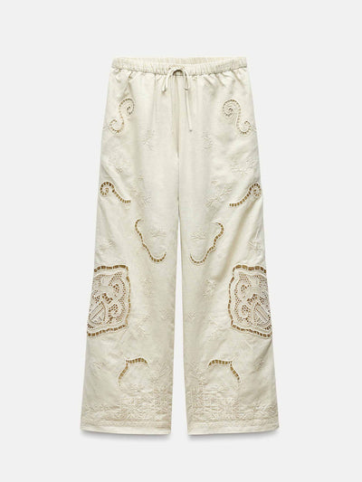 Zara ZW Collection embroidered trousers at Collagerie