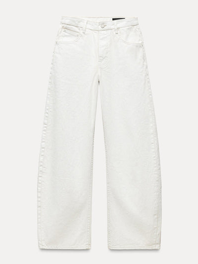 Zara ZW Collection tapered mid-waist waxed crackled jeans at Collagerie