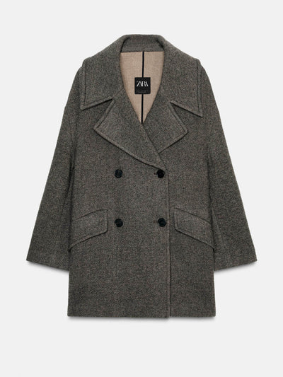 Zara ZW Collection wool blend double-breasted coat at Collagerie