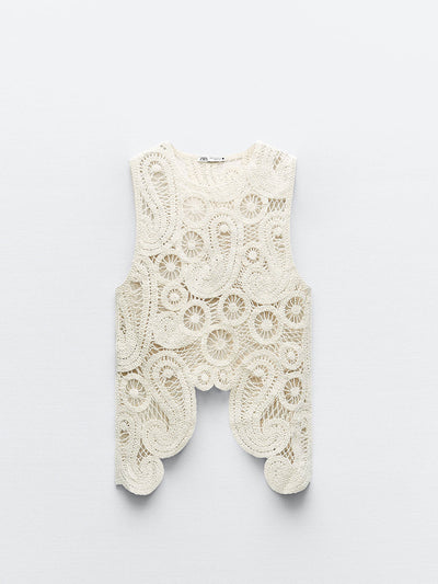 Zara Asymmetric crochet top at Collagerie