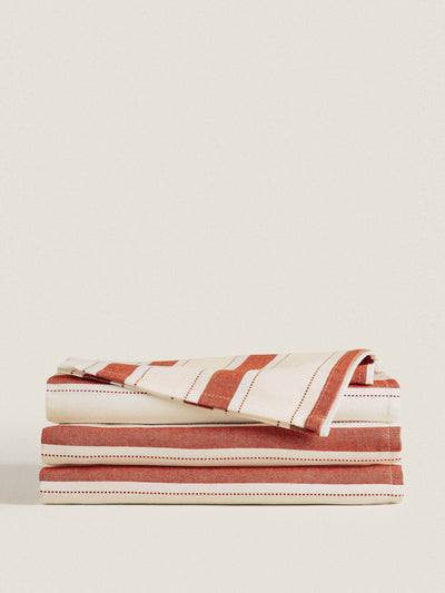 Zara Home Striped tablecloth in Brick at Collagerie