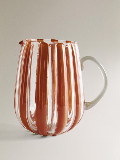 Zara Home Striped glass jug with contrast handle at Collagerie