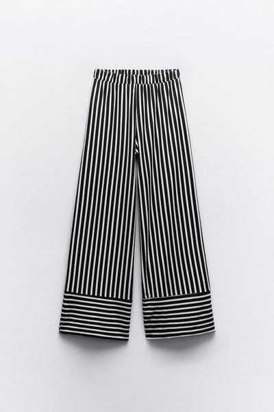 Zara Navy and white striped palazzo trousers at Collagerie