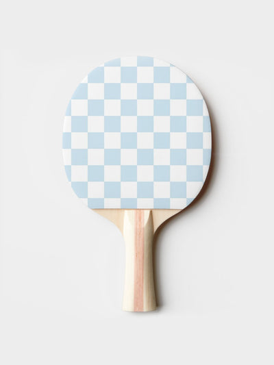Zazzle Pastel blue and white chequerboard ping pong paddle at Collagerie