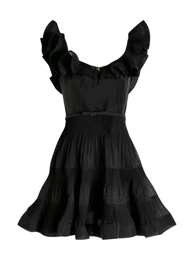 Zimmermann Frilled plissé and sateen mini dress at Collagerie