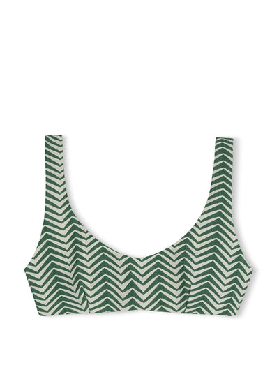 Zulu & Zephyr Green zig zag crop bralette at Collagerie
