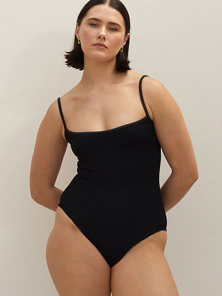 Black spaghetti strap Pamela swimsuit Clothing Hunza G    - Collagerie