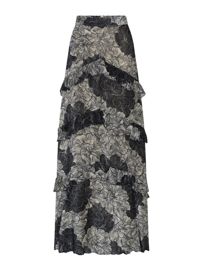 Vilshenko Vera floral monochrome velvet maxi skirt at Collagerie