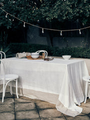 Off-white and natural Cara panel tablecloth