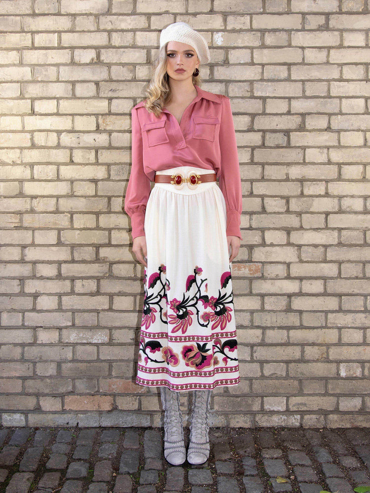 Sasha embroidered skirt in cream or black