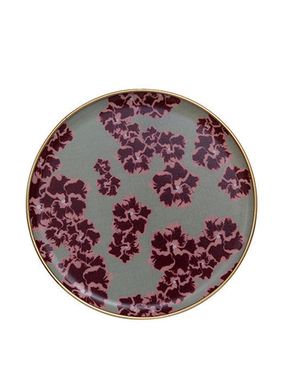 Dar Leone Ronko Hibiscus seafoam round tray at Collagerie