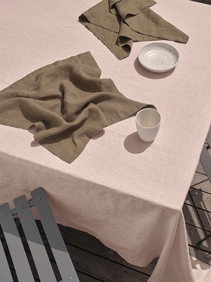 Blush linen tablecloth