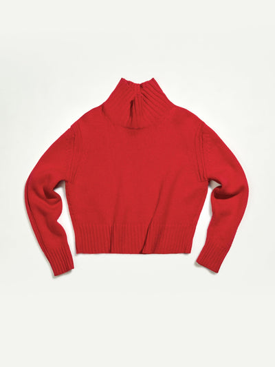 &Daughter Red Fintra lambswool cropped high-neck sweater at Collagerie