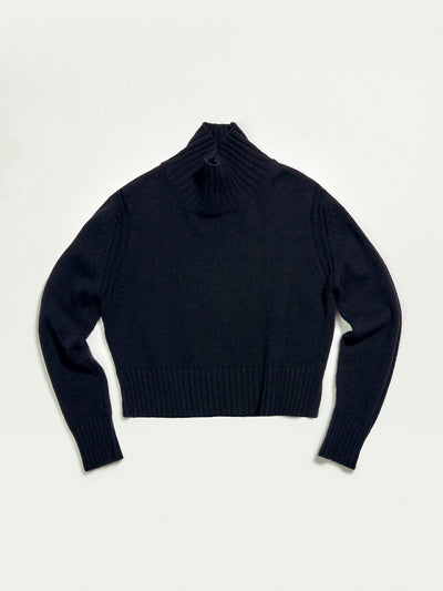 &Daughter Navy Fintra Lambswool crop high neck at Collagerie