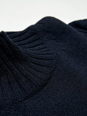 &Daughter's Fintra Knit in soft and warm 4-ply lambswool is a timeless piece, offered in a classic shade of navy. Collagerie.com