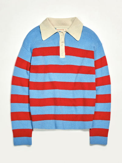&Daughter Edith stripe polo shirt in blue and red at Collagerie