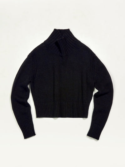&Daughter Black Fintra Lambswool crop high neck at Collagerie
