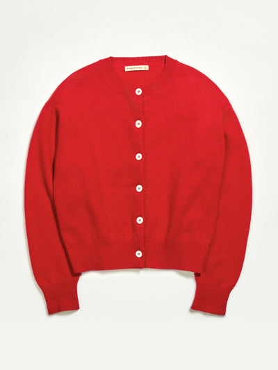 &Daughter Ada Geelong crewneck cardigan in poppy red at Collagerie
