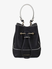 Wearable as a crossbody or carried in the hand, this leather Strathberry drawstring bucket bag is versatile, compact, and perfect for everyday. Collagerie.com