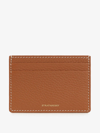 Strathberry Tan Cardholder with white stitching at Collagerie