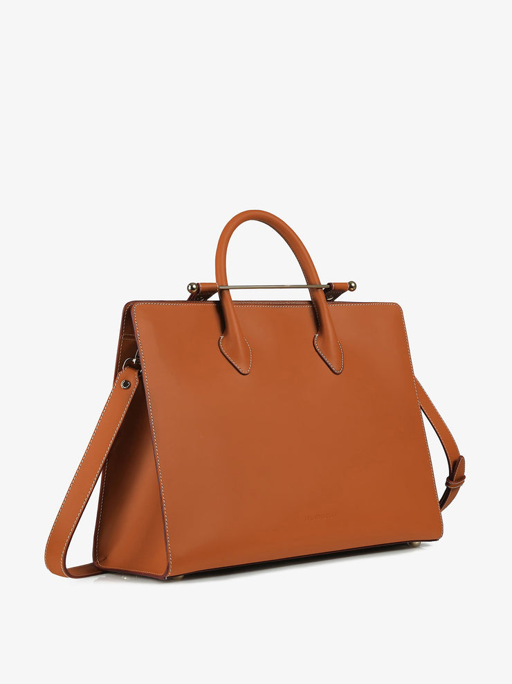 The Strathberry Tote in whiskey bridle tan