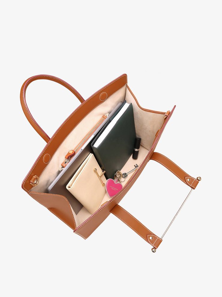 The Strathberry Tote in whiskey bridle tan