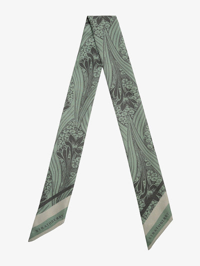 Strathberry Sage wallpaper pattern silk skinny scarf at Collagerie