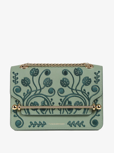 Strathberry Embroidered green East/West Mini bag at Collagerie