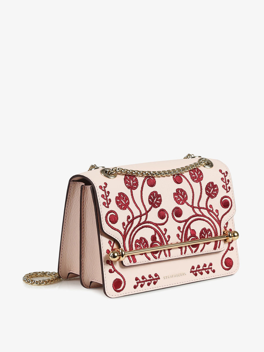 Embroidered pink East/West Mini bag – Collagerie