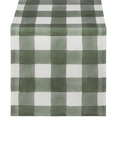 The Sette Green gingham table runner at Collagerie